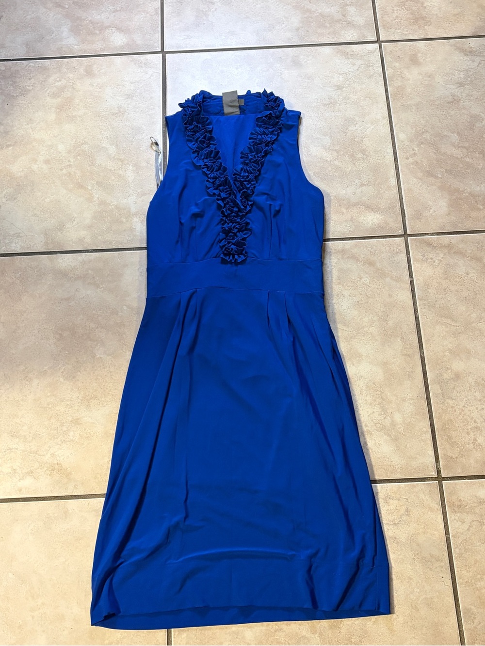 Taylor Cobalt Ruffle V-Neck Midi Dress